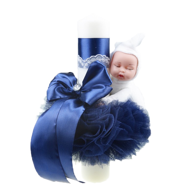 Lumanare pentru botez 30 x 7 cm NN LB-24, Bleumarin