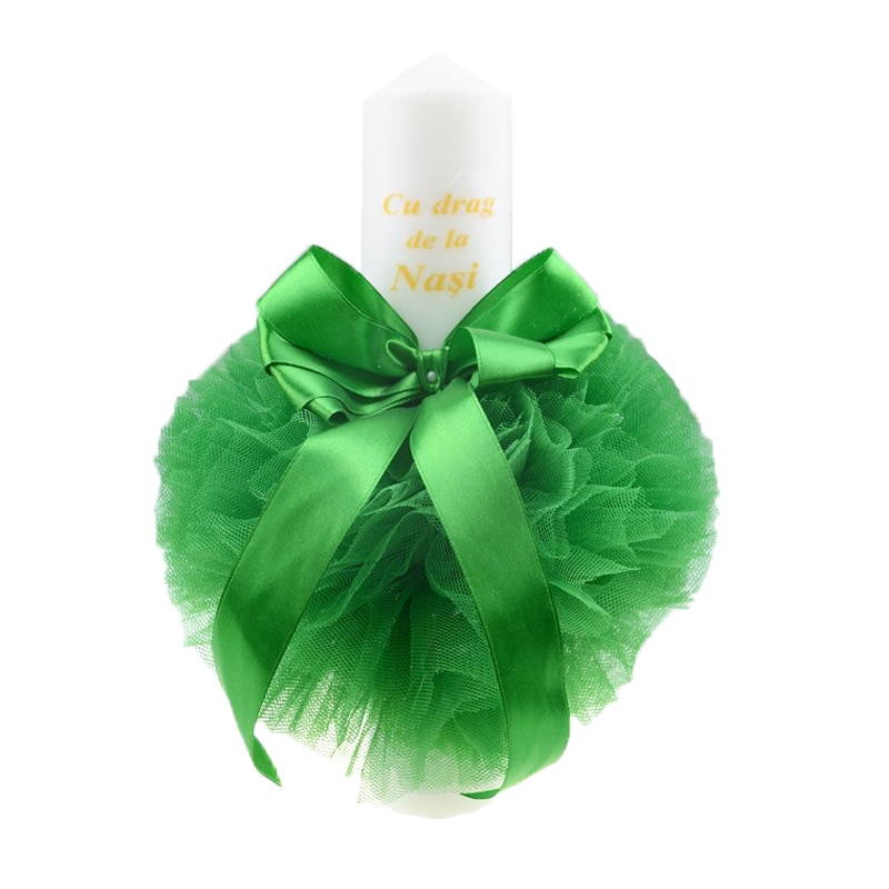 Lumanare pentru botez 30 x 7 cm NN LB-31, Verde