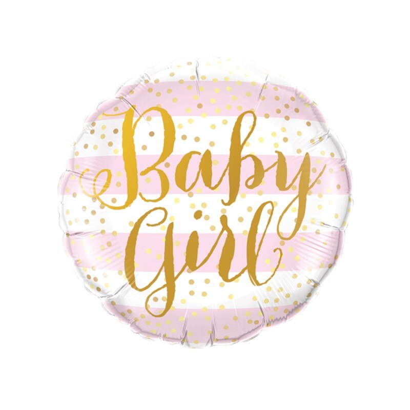 Balon rotund Baby Girl, diametru 45 cm, folie metalizata, roz