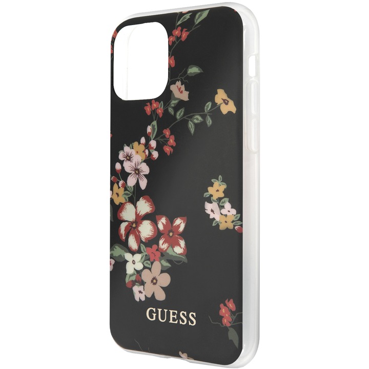 Husa de protectie Guess N*4 Flower pentru iPhone 11 Pro Max, GUHCN65IMLFL04, Black