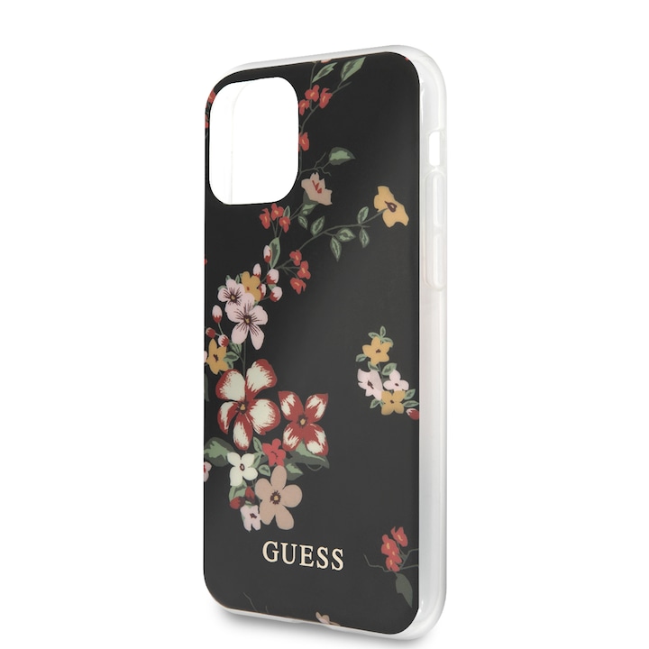 Guess N * 4 védő tok, virágmintás, iPhone 11 Pro készülékhez, fekete