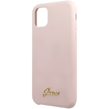 Husa de protectie Guess Silicone Vintage Gold Logo GUHCN58LSLMGLP pentru iPhone 11 Pro, Pink Husa de protectie Guess Silicone Vintage Gold Logo GUHCN58LSLMGLP pentru iPhone 11 Pro, Pink