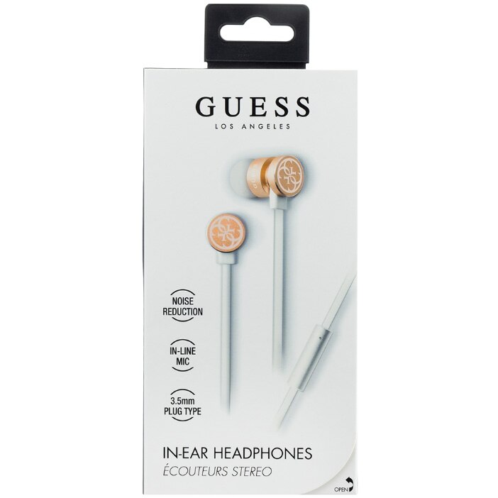 Casti audio Guess GUEPWIGO Microfon cu Input Jack 3.5mm, Alb/Auriu