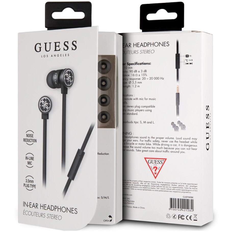 Casti audio Guess GUEPWIBK Microfon cu Input Jack 3.5mm, Negru