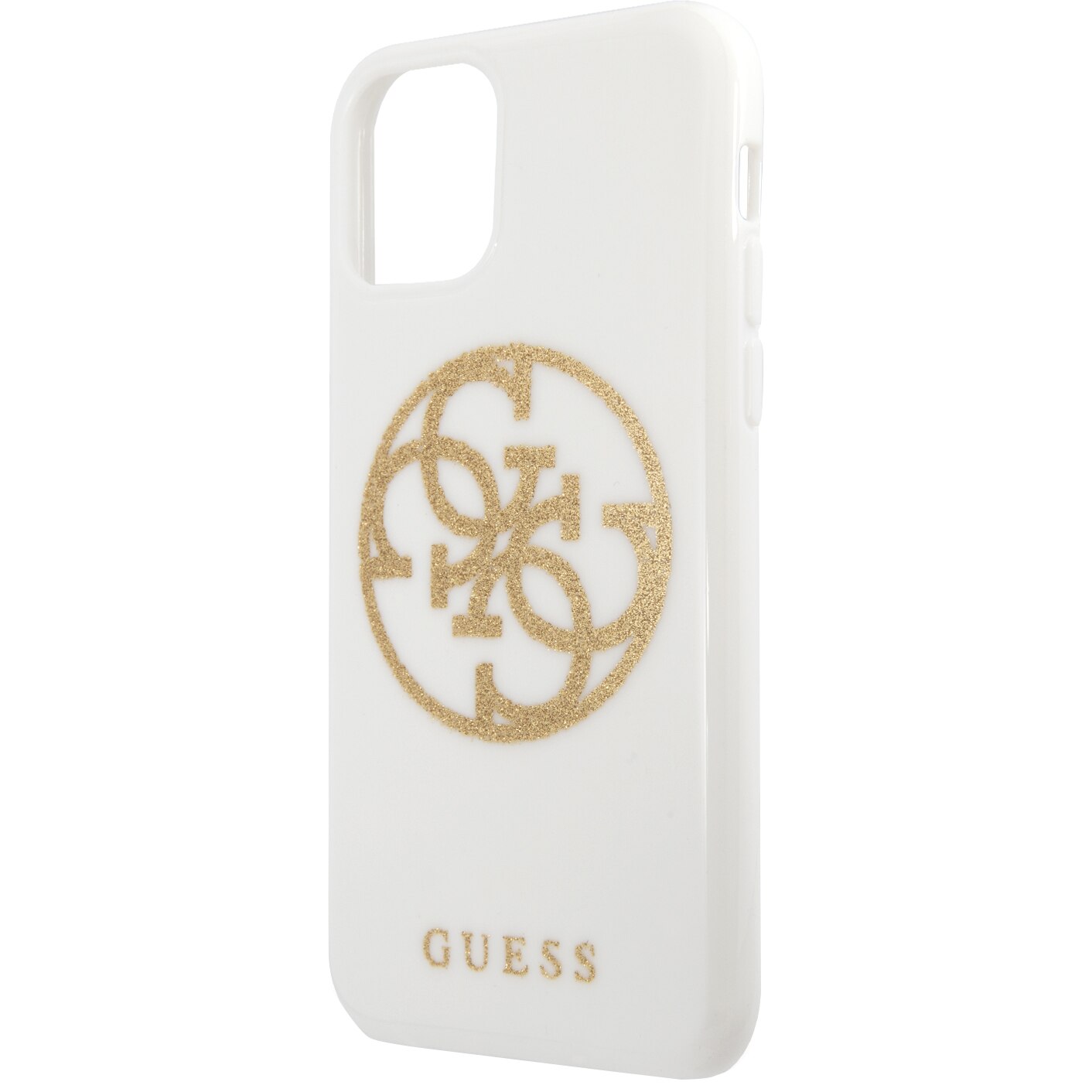 Husa de protectie Guess Glitter Circle pentru iPhone 11 Pro, GUHCN58TPUWHG, White/Gold