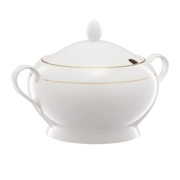 Ambition Fehér porcelán leveses tál, 2,8L, Aura Gold