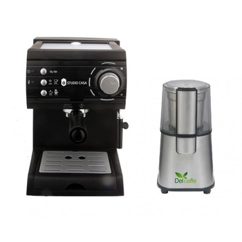 Pachet espressor cu pompa Studio Casa SC422 Aroma + Rasnita cafea Grind Master, 1050 W, 15 bar, 1.5 l, Negru/ Inox Pachet espressor cu pompa Studio Casa SC422 Aroma + Rasnita cafea Grind Master, 1050 W, 15 bar, 1.5 l, Negru/ Inox