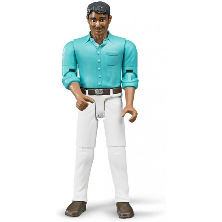 Barbat Cu Camasa Turcoaz Si Pantaloni Albi