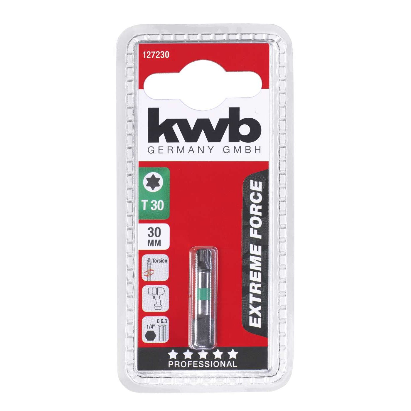 Biti Torx T 30, extreme force - Impact, 30 mm, KWB Professional