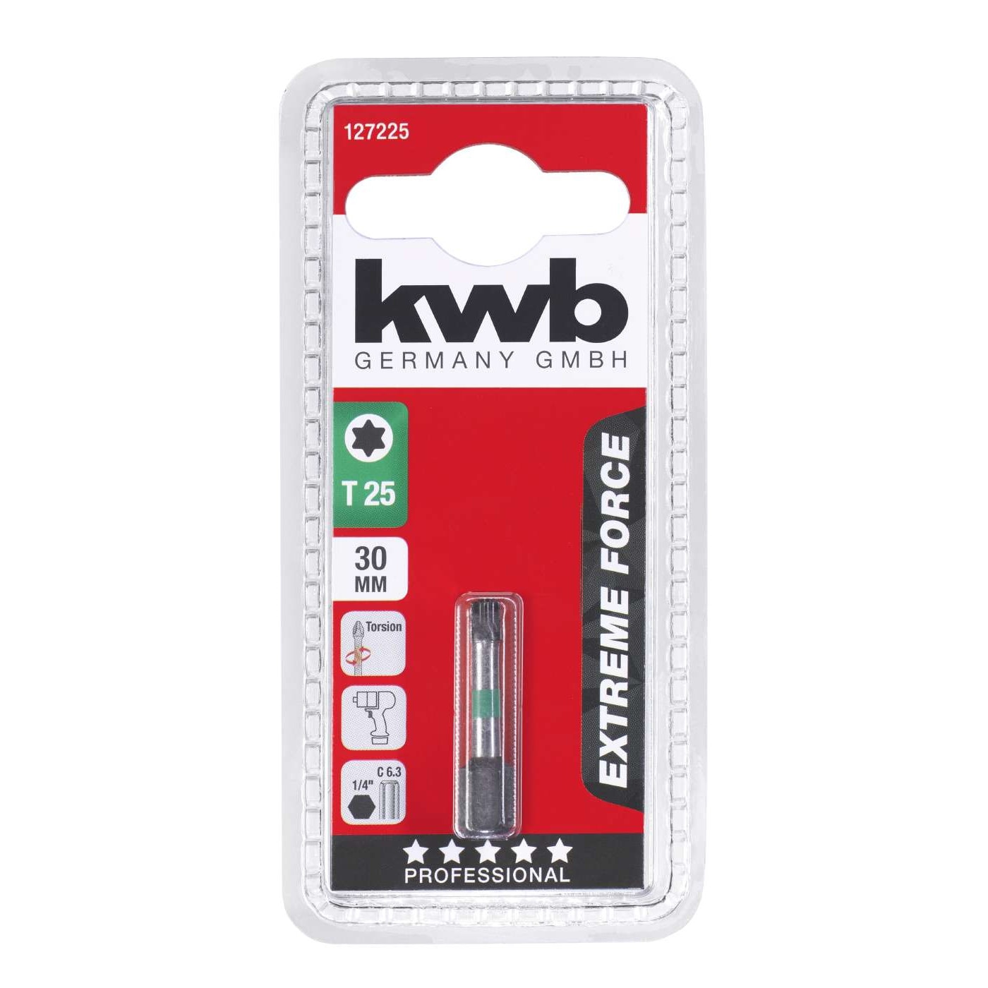 Biti Torx T 25, extreme force - Impact, 30 mm, KWB Professional
