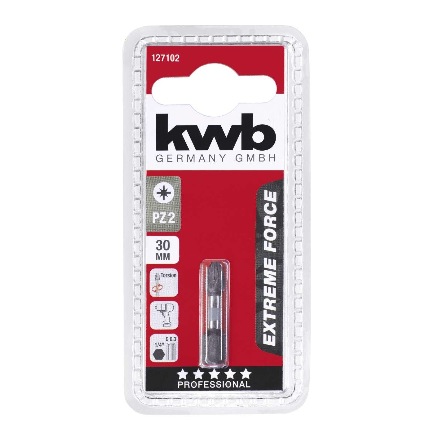 Biti pozidriv PZ 2, extreme force - Impact, 30 mm, KWB Professional