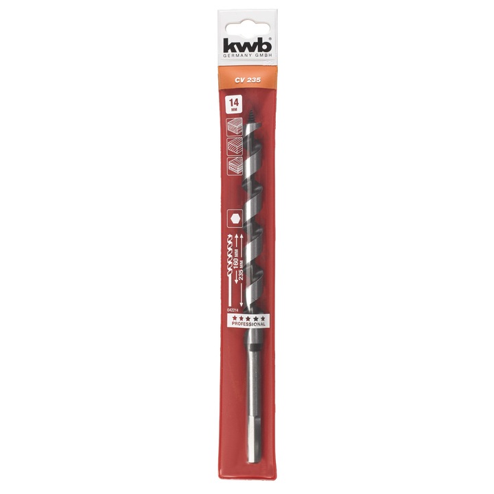 Burghiu sfredel pentru lemn 14x235, KWB Professional