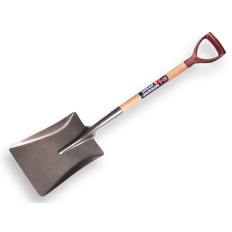 Lopata patrata medie cu lama otel carbon, coada lemn, maner D plastic, Spear & Jackson Neverbend Professional