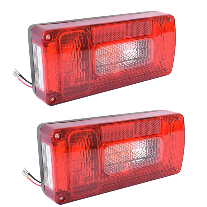 Set 2 lampi spate camion cu bec 12V E-mark,tensiune 12V,dimensiune 220x100x57mm