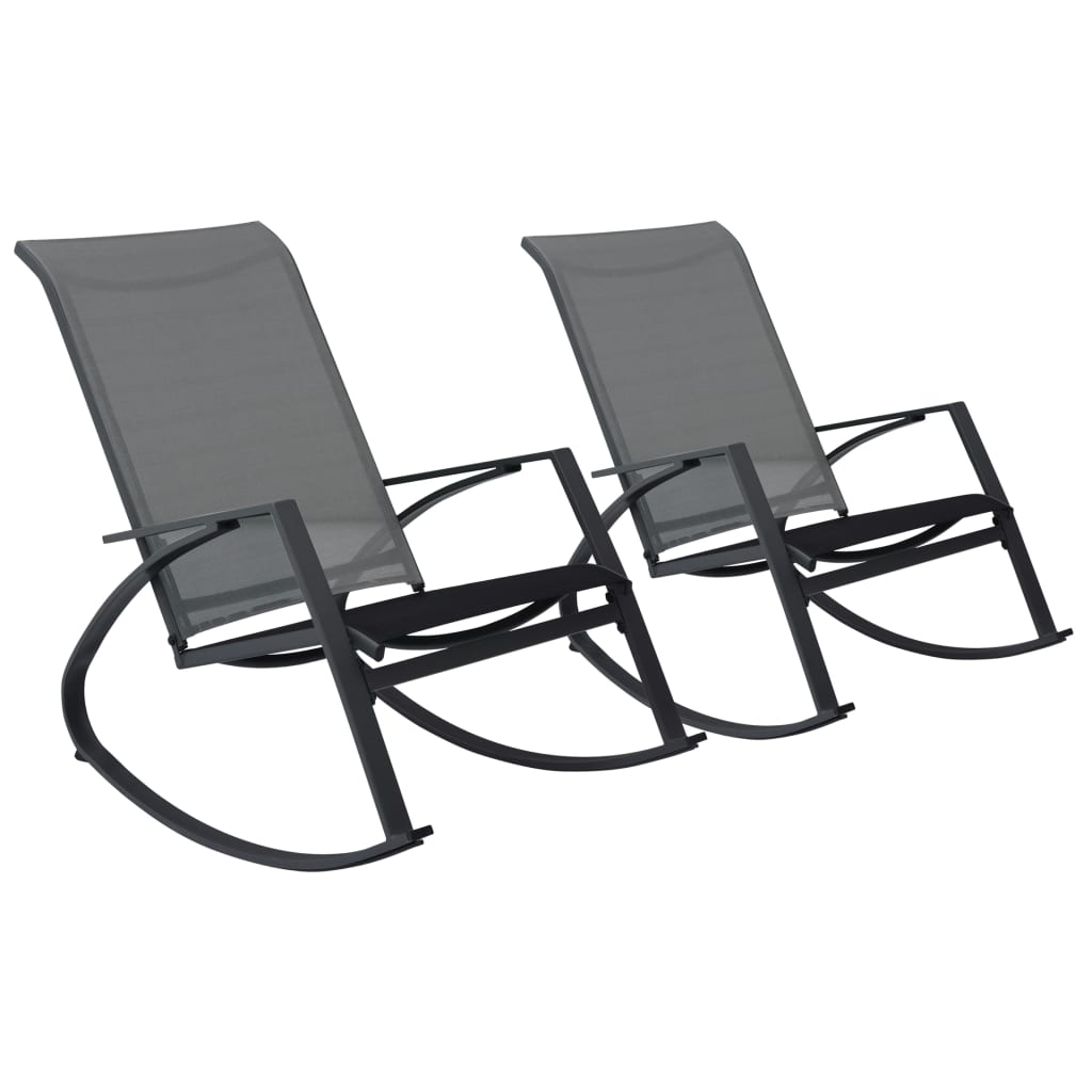 Set 2 scaune balansoar, vidaXL, Textilena/Otel, 98,5 x 60,5 x 97 cm, Gri