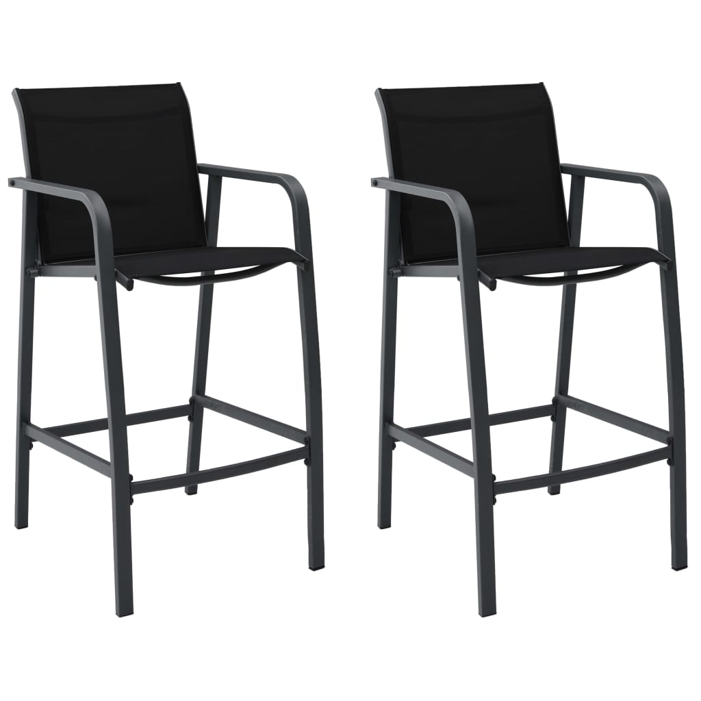 Set de 2 scaune de bar, vidaXL, Tesatura, 109x54x63.5 cm, Negru