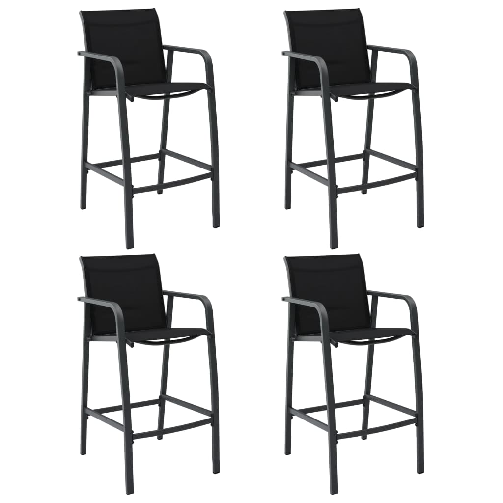 Set 4 scaune de bar de gradina, vidaXL, Textilena/Otel, 54 x 63,5 x 109 cm, Gri