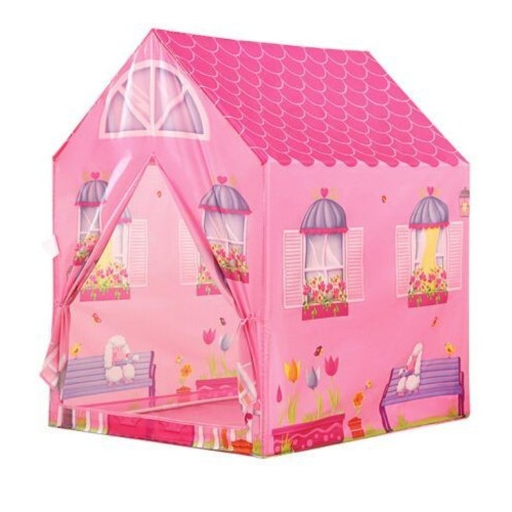 Cort de Joaca pentru Copii IPlay, Casuta Roz, 95x72x102 cm