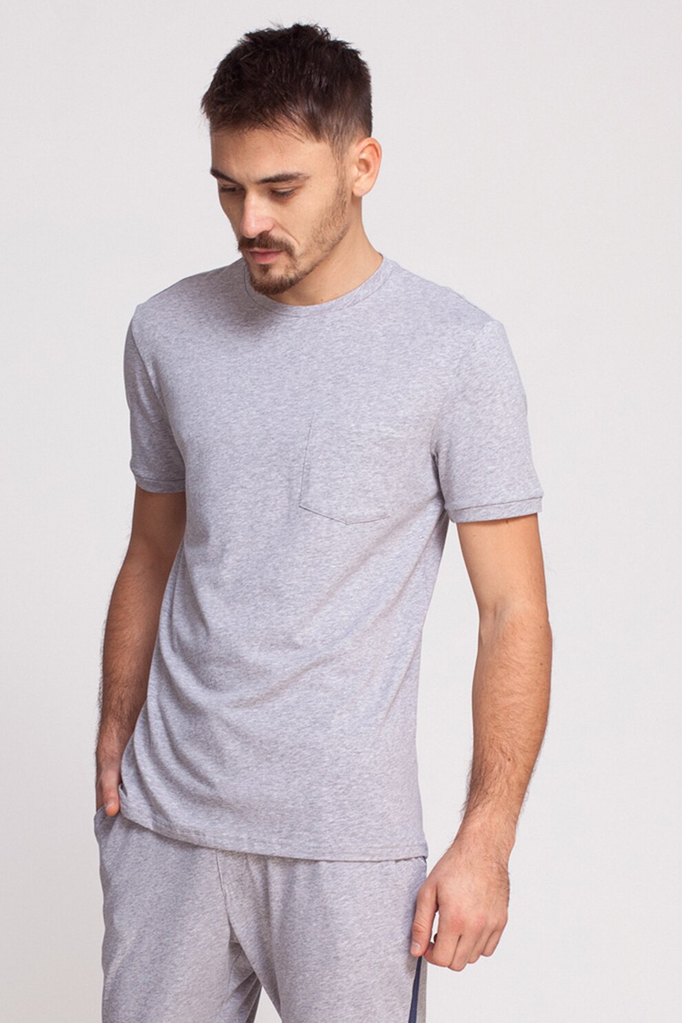 Sofiaman, Tricou de casa, cu buzunar pe piept Soft Touch, Gri, 2XL