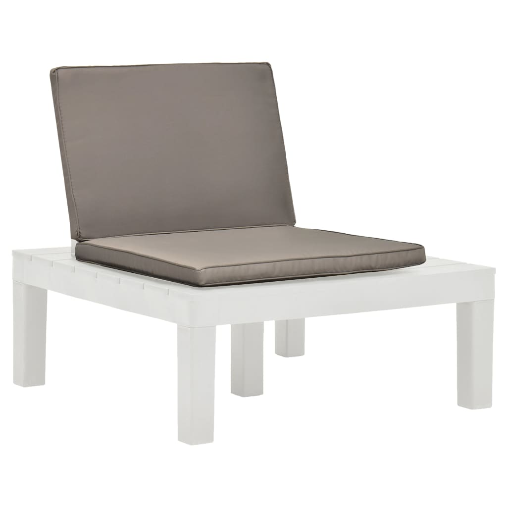Scaun de gradina, cu perne, vidaXL, Plastic, 78 x 78 x 70 cm, Alb