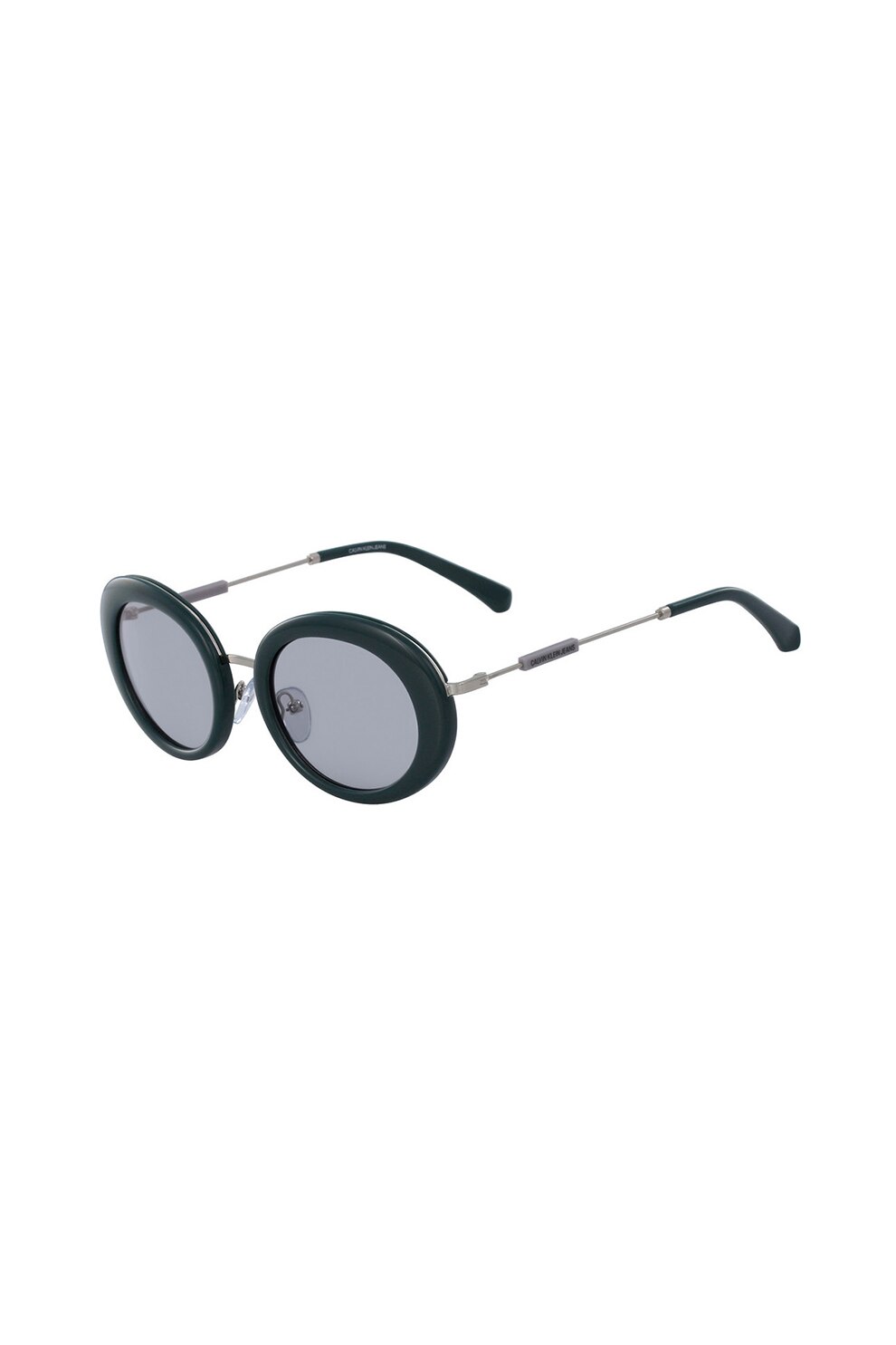 CALVIN KLEIN JEANS, Ochelari de soare rotunzi cu brate metalice, Verde forest, 51-21-140 Standard