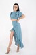 Top Myosotis, turcoaz prafuit cu buline albe, vascoza cu elastan, O'La La Outfits, 40 EU