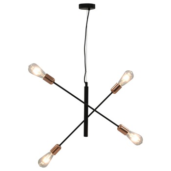 Lustra cu becuri cu filament, vidaXL, Metal, 4x E27, 60 x 28 x 100 cm, Negru/Aramiu Lustra cu becuri cu filament, vidaXL, Metal, 4x E27, 60 x 28 x 100 cm, Negru/Aramiu