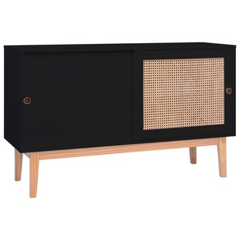 Servanta, negru, 130 x 40 x 80 cm, MDF si ratan 287491 Servanta, negru, 130 x 40 x 80 cm, MDF si ratan 287491