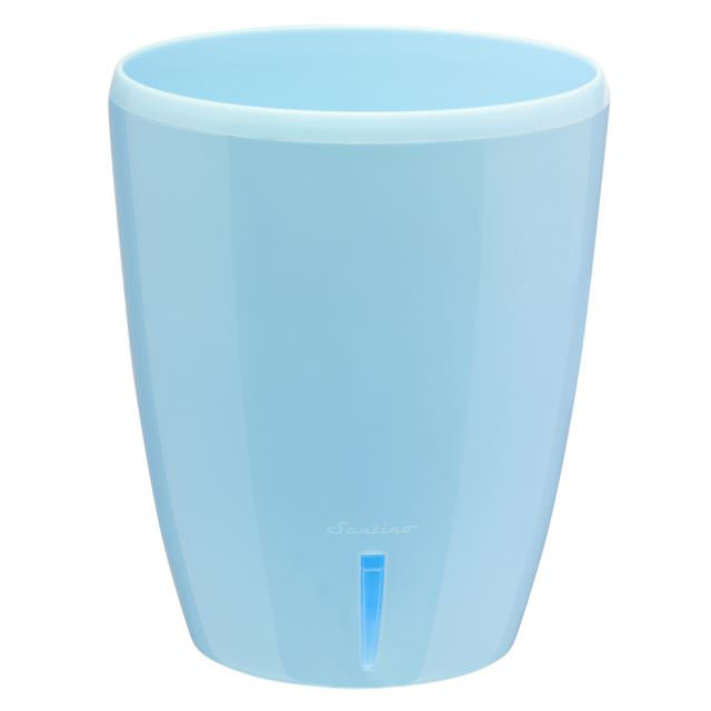 Ghiveci inteligent pentru orhidee cu sistem de autoudare Orhideia Twin, cu volumul de 2.0 L Blue, cu fitil textil de transportare a apei la radacini