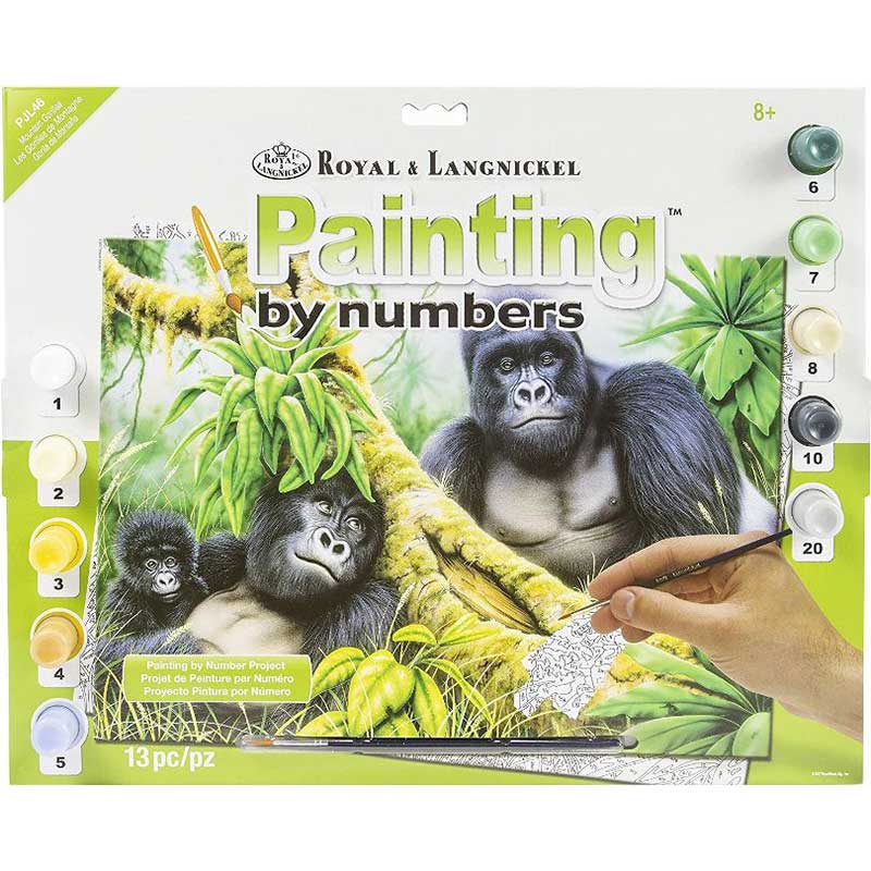 Set pictura pe numere, Royal Langnickel, 46 - Mountain Gorillas