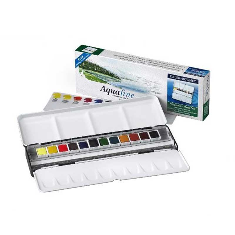 Set culori acuarela, Aquafine, 12 godete, cutie metalica