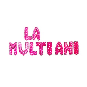Set de 10 baloane litera, la multi ani, roz cu alb Set de 10 baloane litera, la multi ani, roz cu alb
