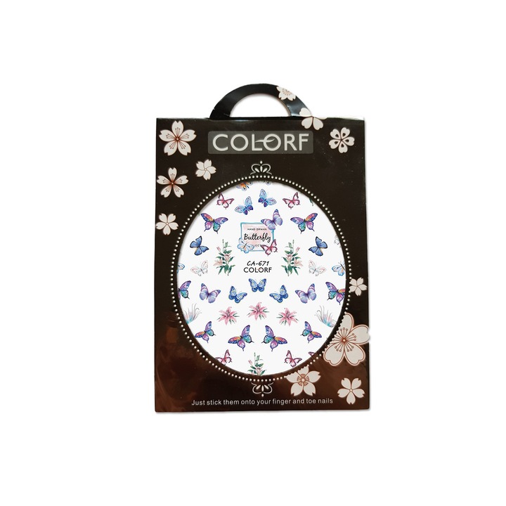 Tatuaj sticker cu efect acrilic pentru decor unghii CA-671, MoonbasaNails, Multicolor