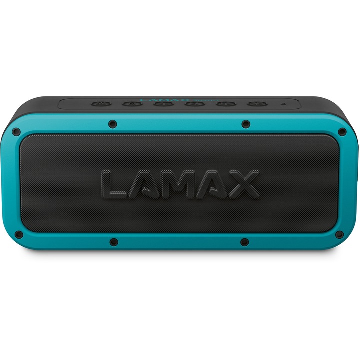 Boxa portabila, LAMAX Storm1, Bluetooth 5.0, NFC, USB-C, Negru/Turcoaz