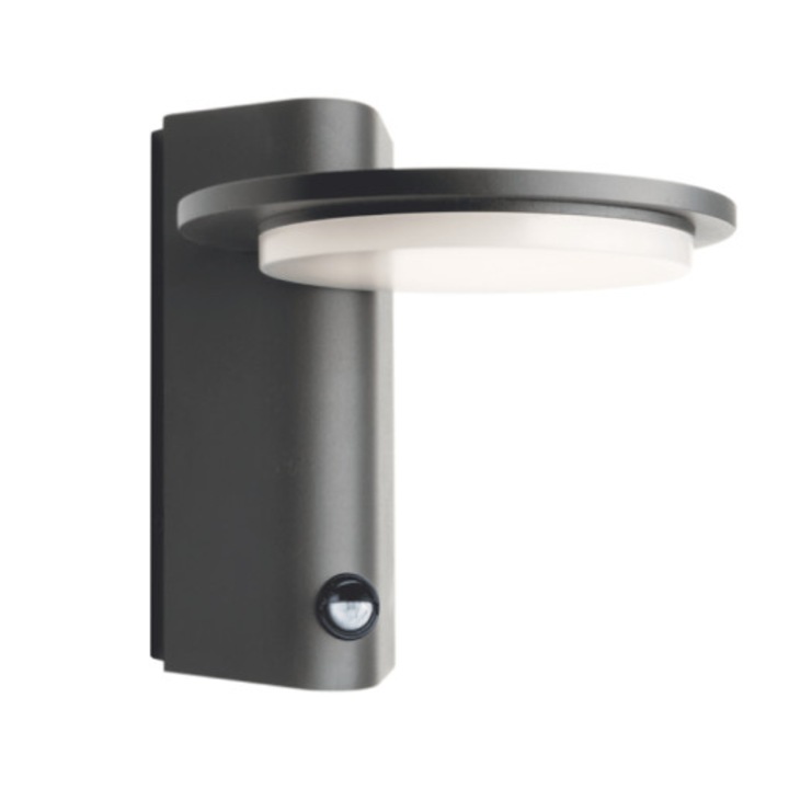Lampa de perete ACA Lighting LG8205GPIR, Grafit, LED, 7W, 440lm, 3000K, 145 °, IP54