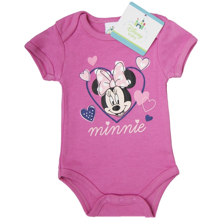 Body bebelusi , Minnie Mouse, 67 cm, 6 luni, roz inchis, fete