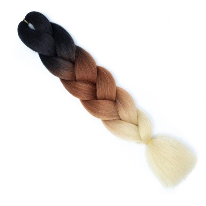 Extensie colorata de par sintetic pentru impletituri multicolor negru/saten/blond100 g