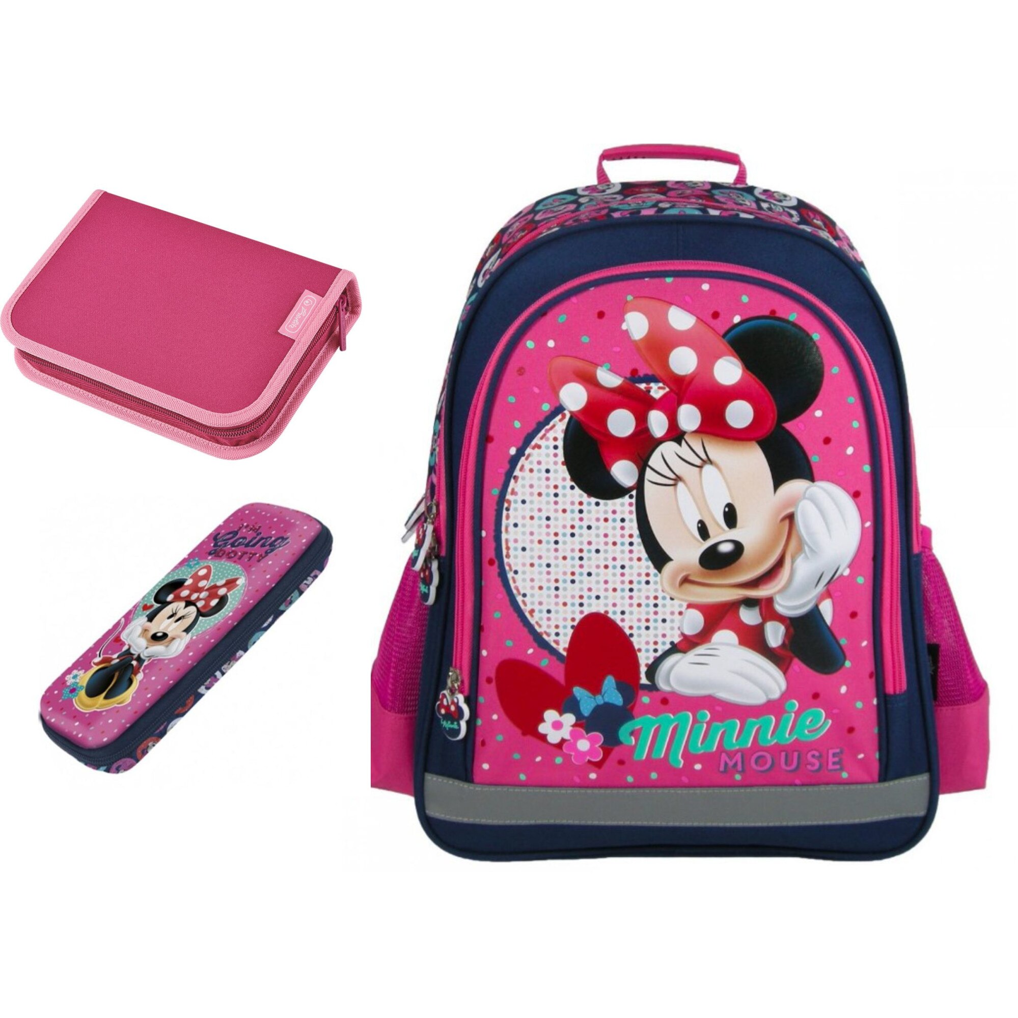 Set scoala Minnie - Ghiozdan scoala , penar neechipat Herlitz , penar etui , 20 caiete herlitz A5 48 File