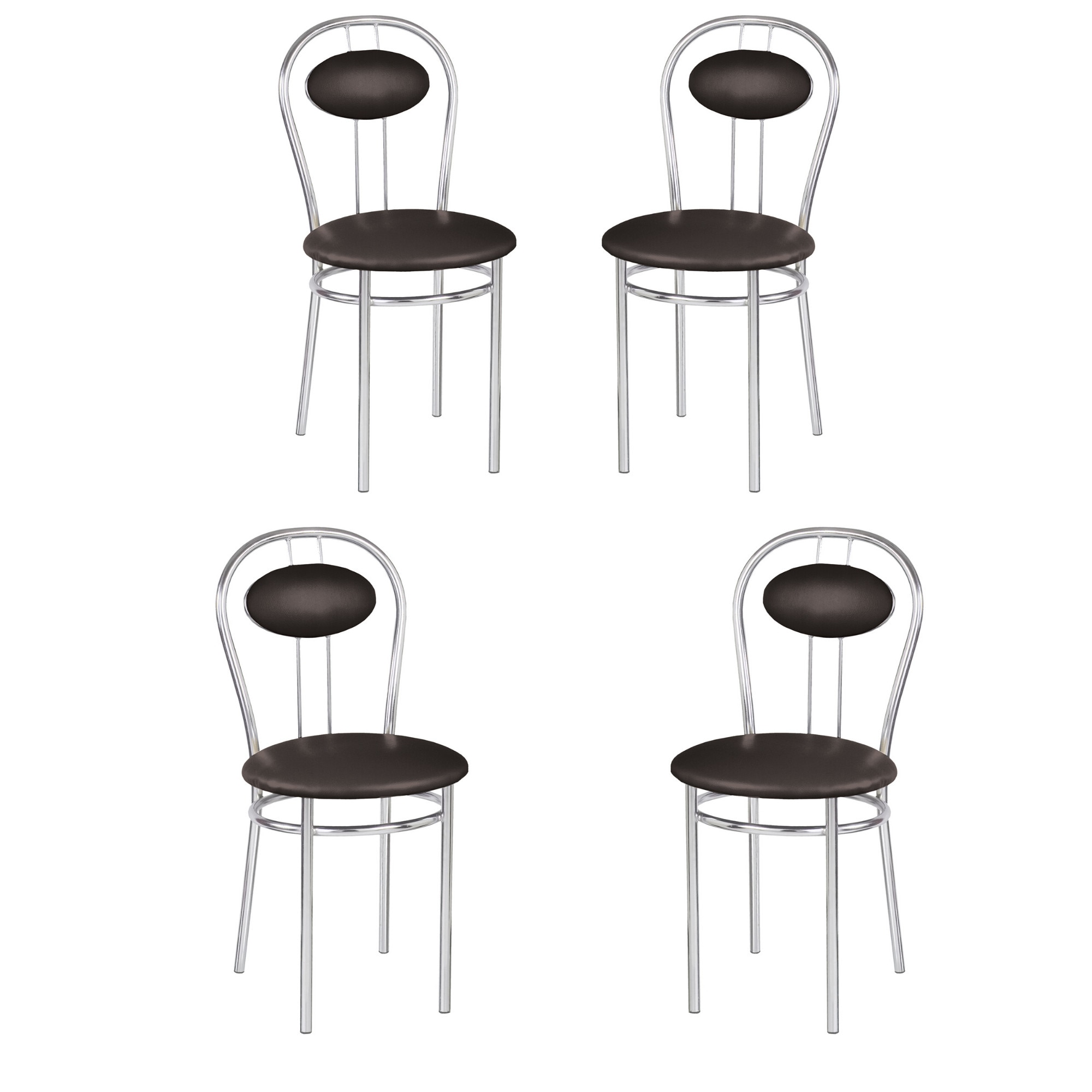 Set 4 scaune dining Tiziano, cadru cromat, piele ecologica, wenge