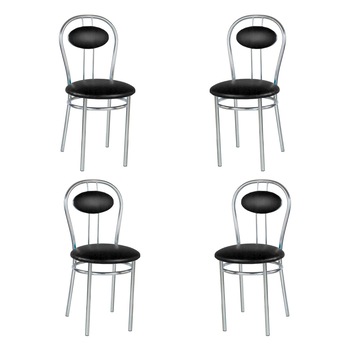 Set 4 scaune dining Tiziano, cadrul cromat, piele ecologica, negru Set 4 scaune dining Tiziano, cadrul cromat, piele ecologica, negru