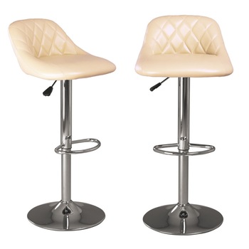 Set 2 scaune de bar Camilla, piele ecologica, crem Set 2 scaune de bar Camilla, piele ecologica, crem