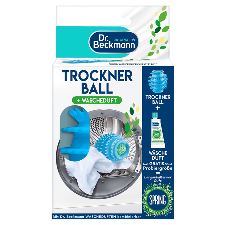 Set bila pentru uscator de rufe Dr.Beckmann si parfum de rufe Spring 50 ml