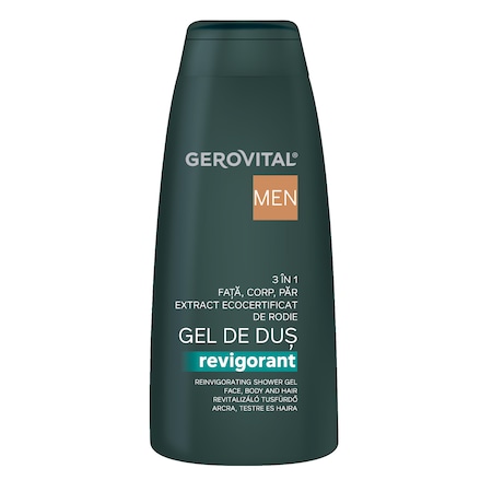 Gel de dus Gerovital Men Revigorant 3 in 1, 400 ml