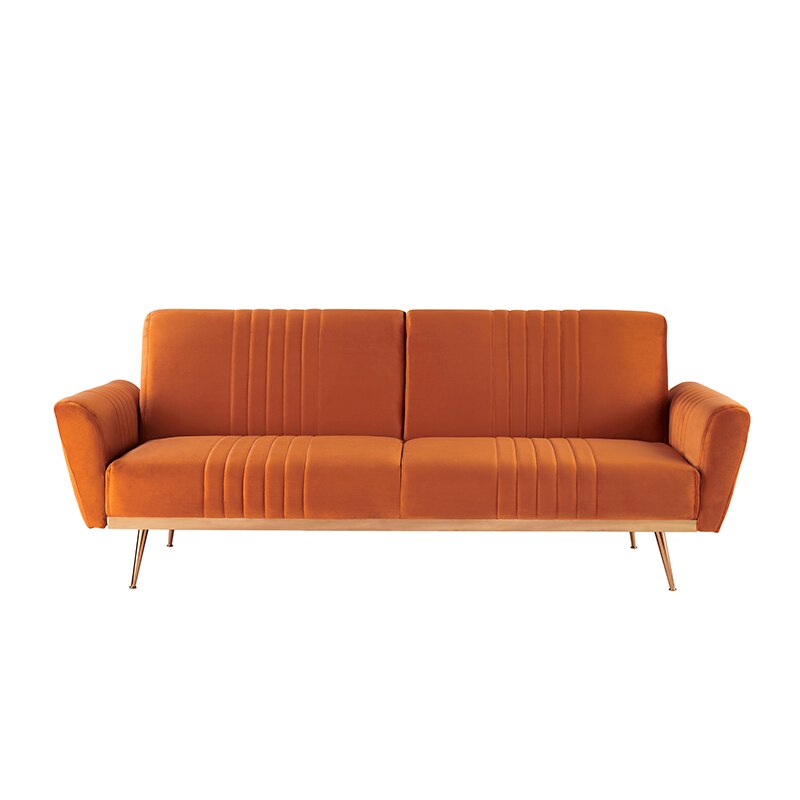 Canapea extensibila 3 locuri Ester, Mobila Sigma, catifea Orange, 210x83x85 cm