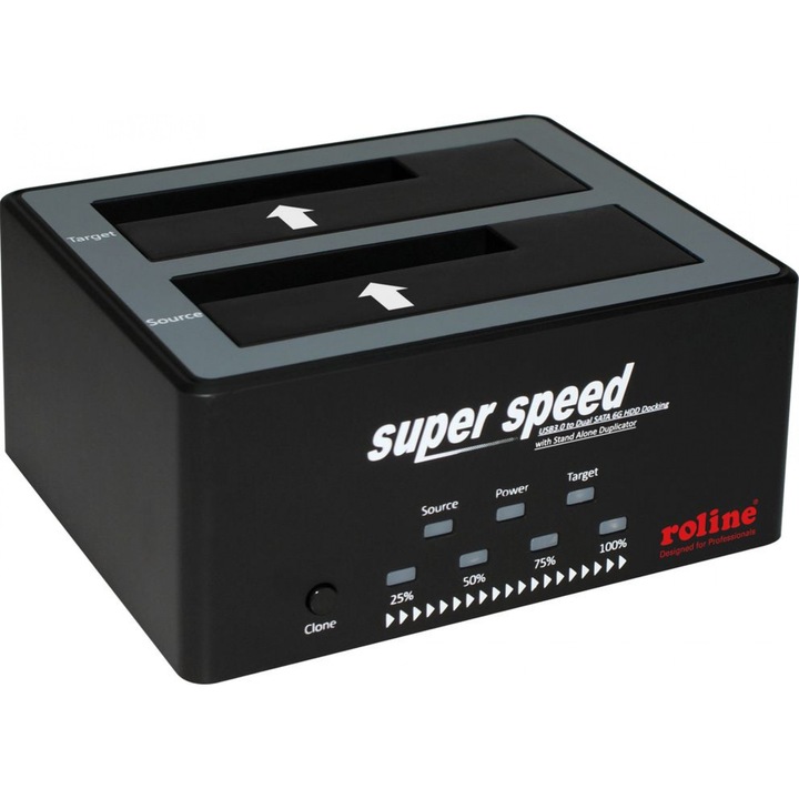 Docking station hdd sata 2.5"+3.5" usb 3.0 cu functia HD Copy, Roline 16.01.4122