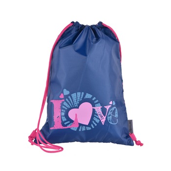Sac sport Love pentru fete, Pulse, 1 Compartiment, Inchidere cu snur, 12 l, Albastru/Roz Sac sport Love pentru fete, Pulse, 1 Compartiment, Inchidere cu snur, 12 l, Albastru/Roz