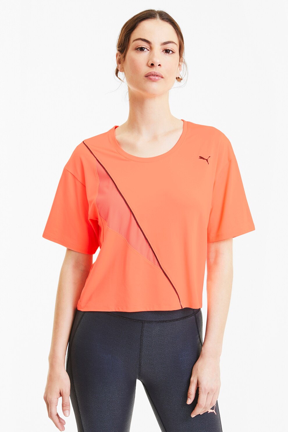 Puma, Tricou cu tehnologie DryCELL pentru fitness Train Pearl, Oranj mandarina, XS