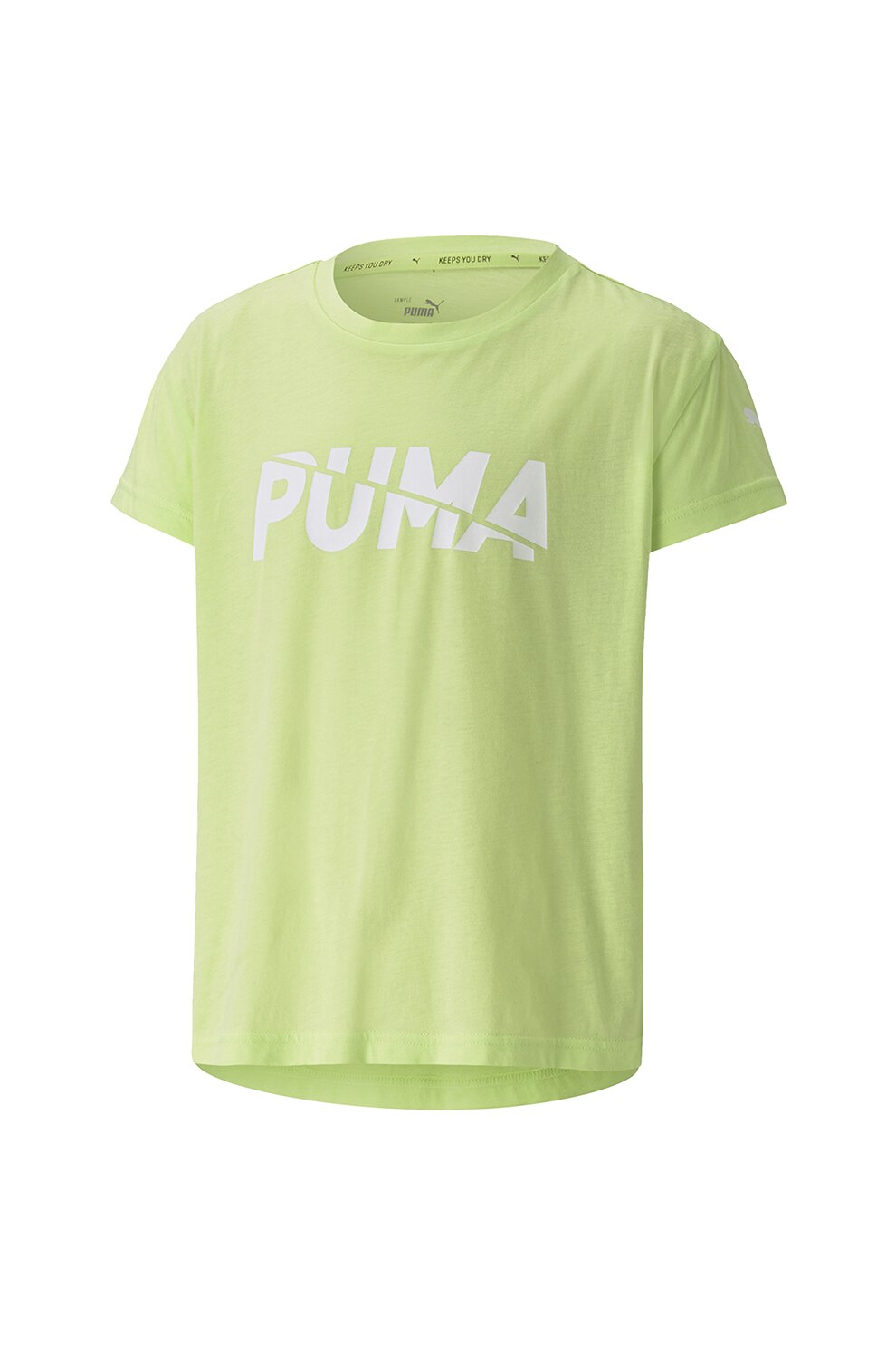 Puma, Tricou din amestec de modal cu imprimeu logo Modern Sports, Verde lime