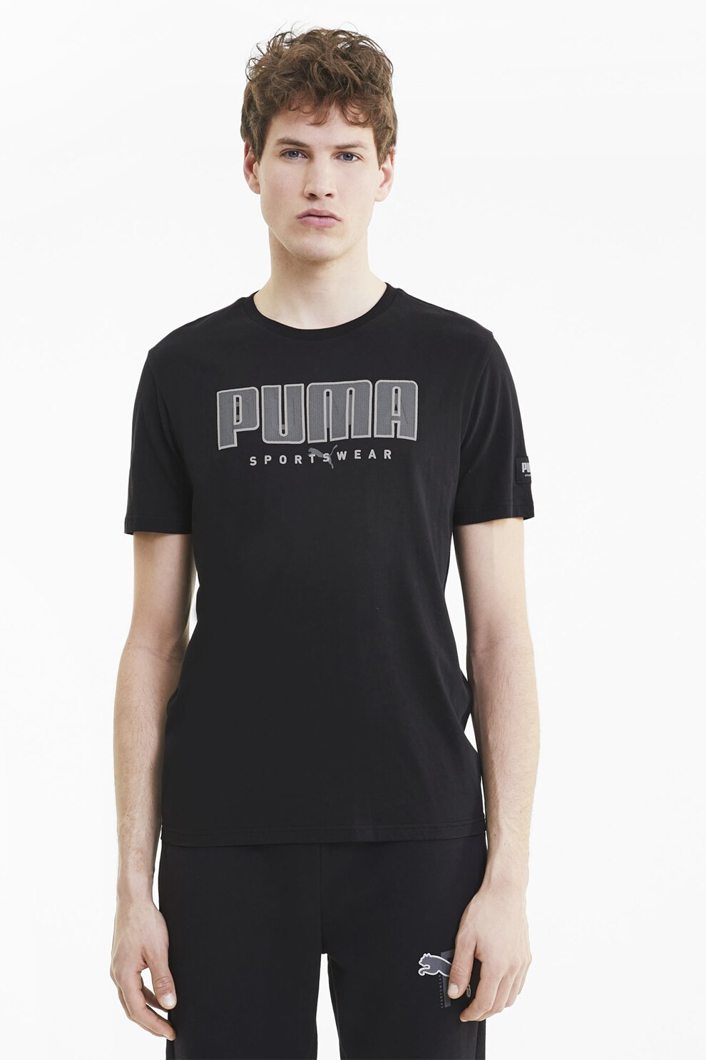 Puma, Tricou regular fit cu imprimeu logo Athletics, Negru