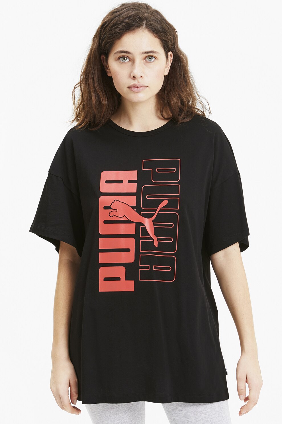 Puma, Tricou cu imprimeu logo Rebel, Negru/Corai